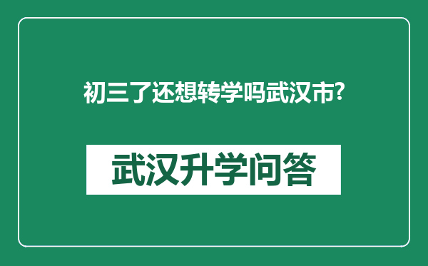 初三了还想转学吗武汉市?