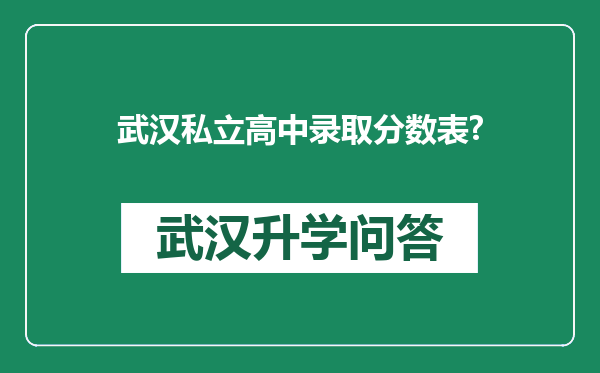 武汉私立高中录取分数表?