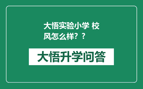 大悟实验小学 校风怎么样？?