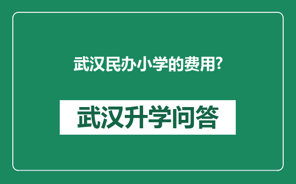 武汉民办小学的费用?