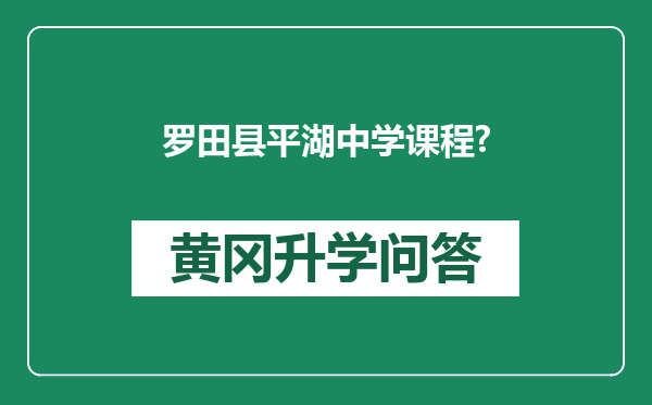 罗田县平湖中学课程?