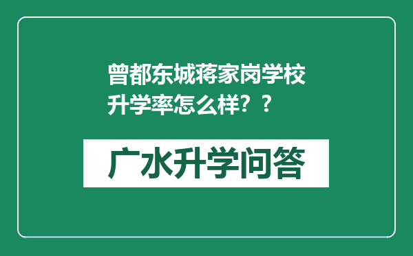 曾都东城蒋家岗学校升学率怎么样？?