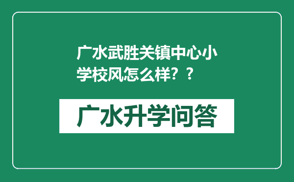 广水武胜关镇中心小学校风怎么样？?