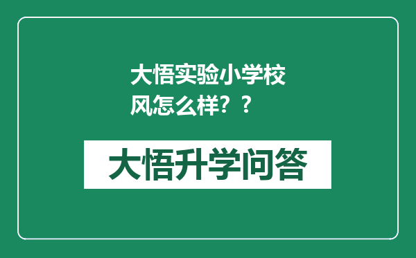 大悟实验小学校风怎么样？?