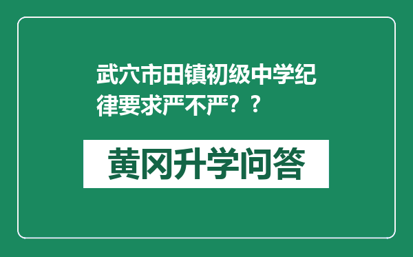 武穴市田镇初级中学纪律要求严不严？?