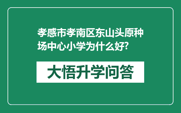 孝感市孝南区东山头原种场中心小学为什么好?