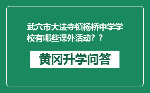 武穴市大法寺镇杨桥中学学校有哪些课外活动？?
