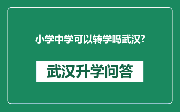 小学中学可以转学吗武汉?