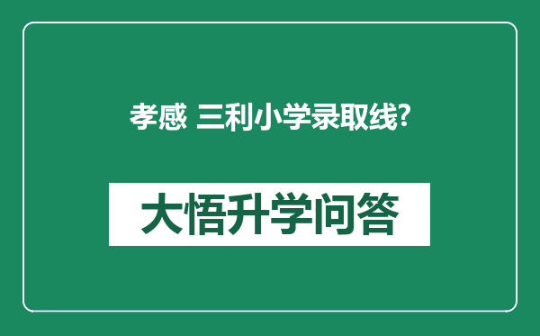 孝感 三利小学录取线?