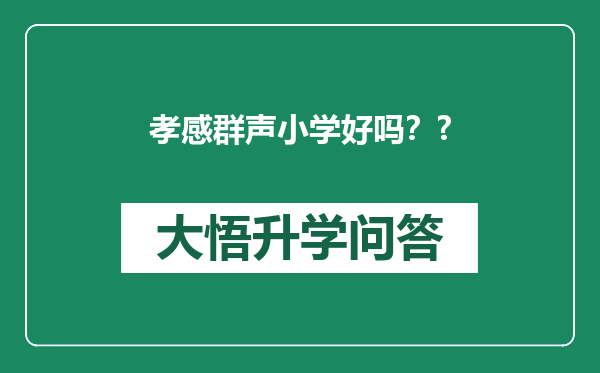 孝感群声小学好吗？?