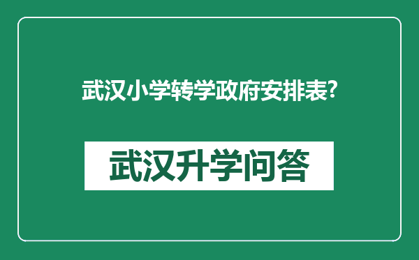 武汉小学转学政府安排表?