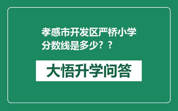 孝感市开发区严桥小学分数线是多少？?