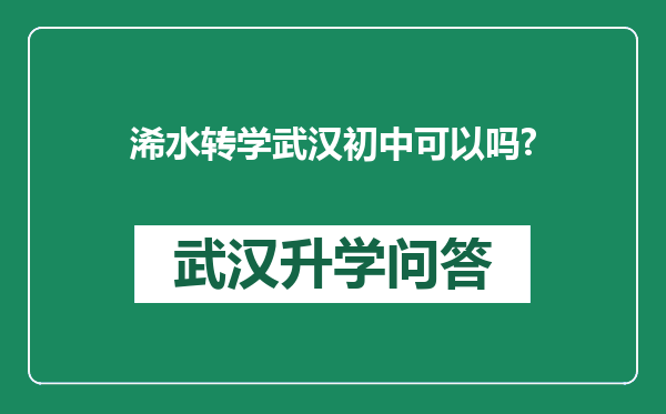 浠水转学武汉初中可以吗?