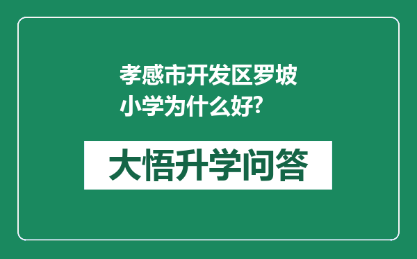 孝感市开发区罗坡小学为什么好?