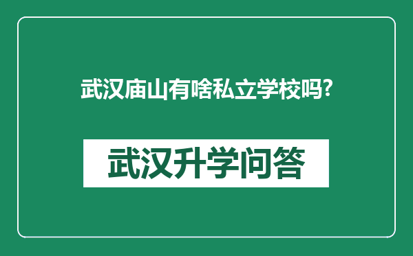武汉庙山有啥私立学校吗?