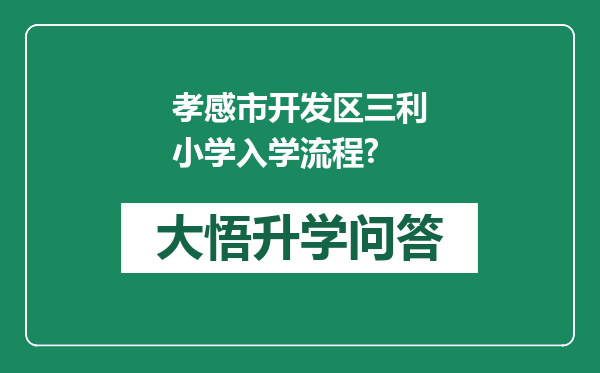 孝感市开发区三利小学入学流程?