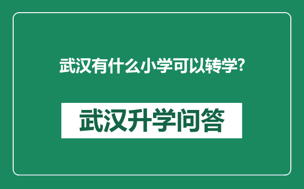 武汉有什么小学可以转学?