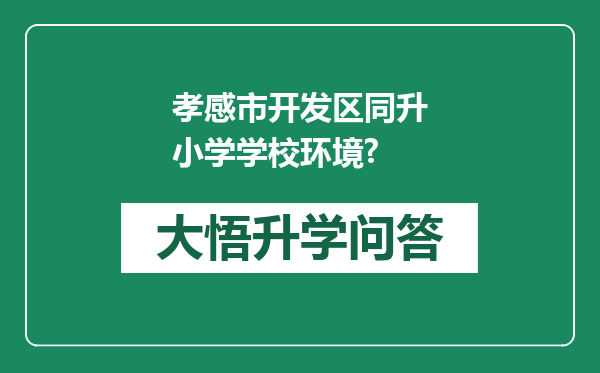 孝感市开发区同升小学学校环境?
