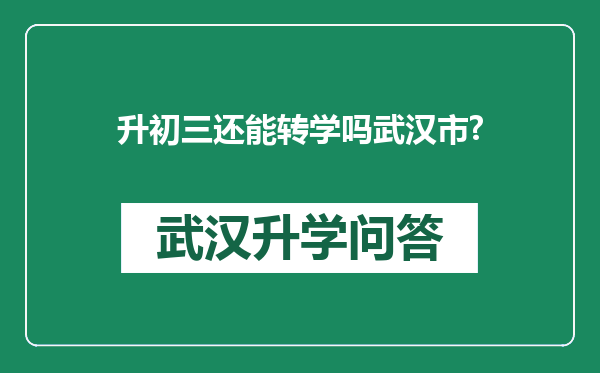 升初三还能转学吗武汉市?