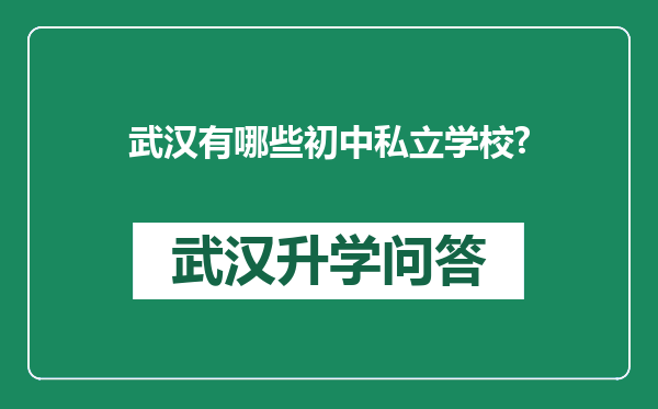武汉有哪些初中私立学校?