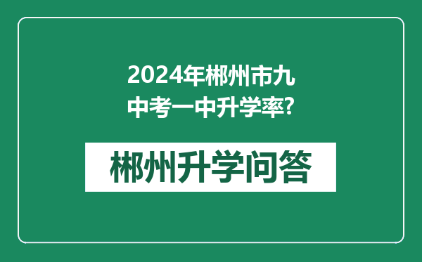 2024年郴州市九中考一中升学率?