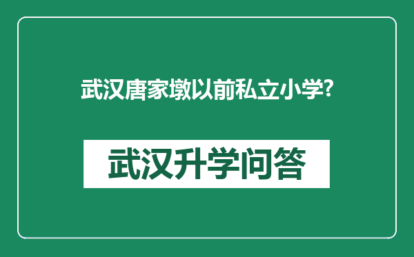 武汉唐家墩以前私立小学?