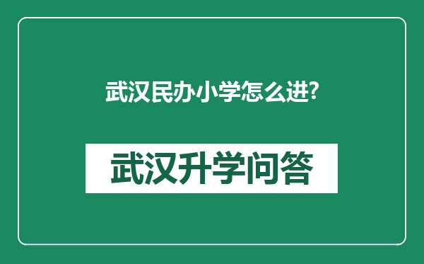 武汉民办小学怎么进?