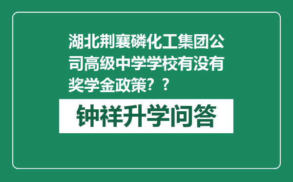 湖北荆襄磷化工集团公司高级中学学校有没有奖学金政策？?