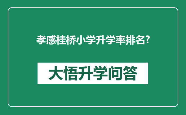 孝感桂桥小学升学率排名?