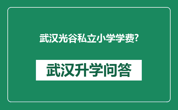 武汉光谷私立小学学费?