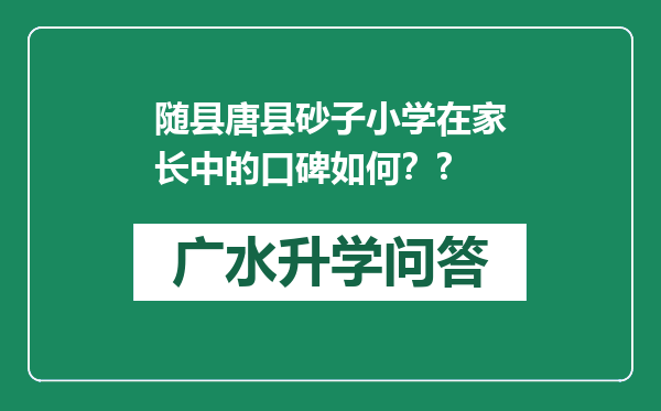 随县唐县砂子小学在家长中的口碑如何？?