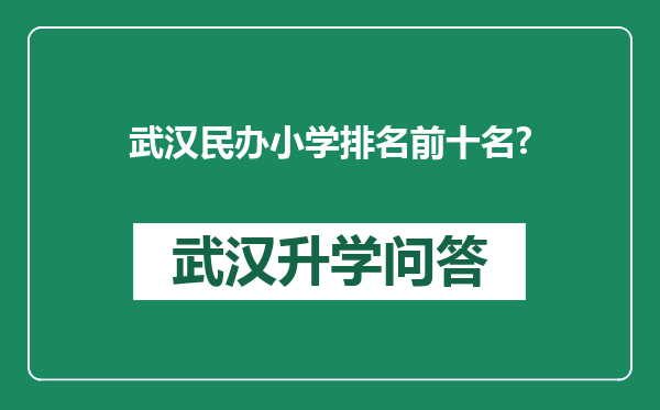 武汉民办小学排名前十名?
