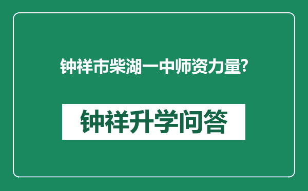 钟祥市柴湖一中师资力量?