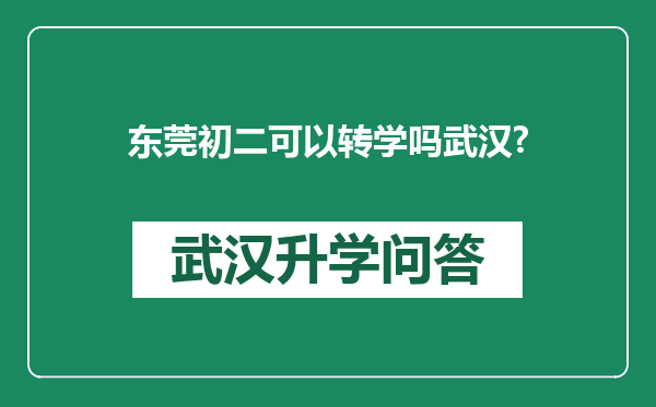 东莞初二可以转学吗武汉?