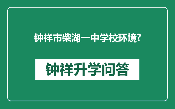 钟祥市柴湖一中学校环境?