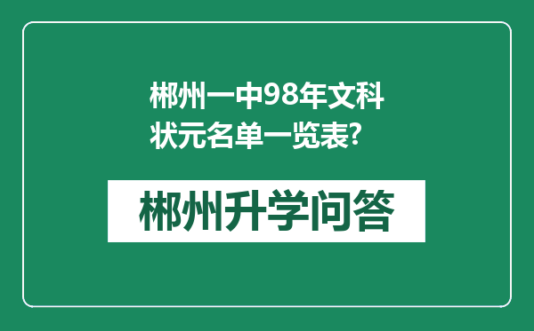 郴州一中98年文科状元名单一览表?