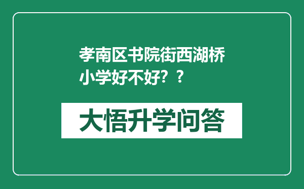 孝南区书院街西湖桥小学好不好？?