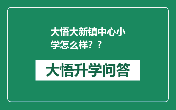 大悟大新镇中心小学怎么样？?
