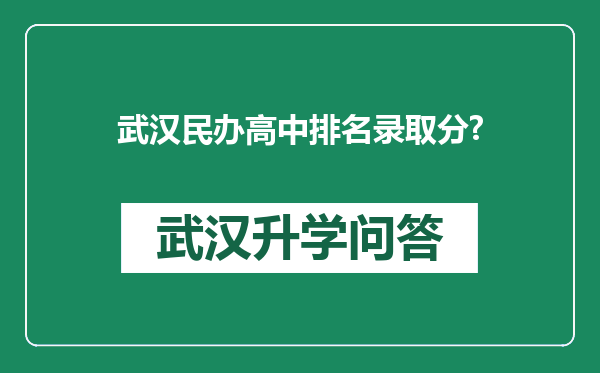 武汉民办高中排名录取分?