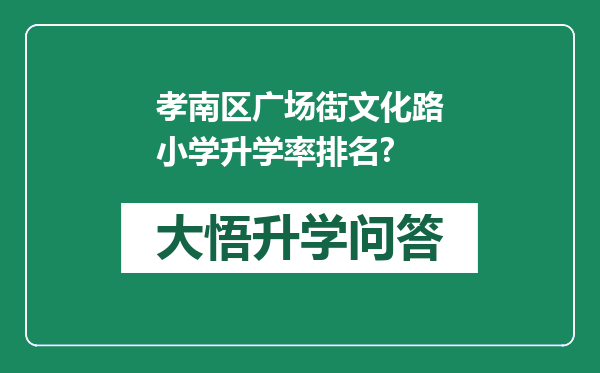 孝南区广场街文化路小学升学率排名?