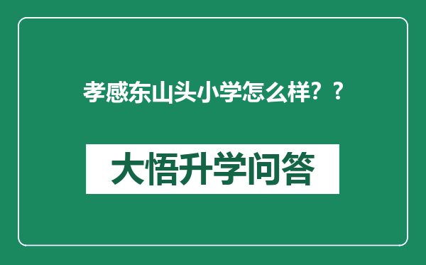 孝感东山头小学怎么样？?