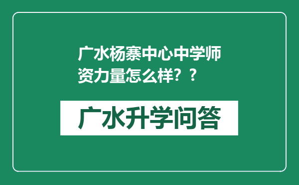 广水杨寨中心中学师资力量怎么样？?