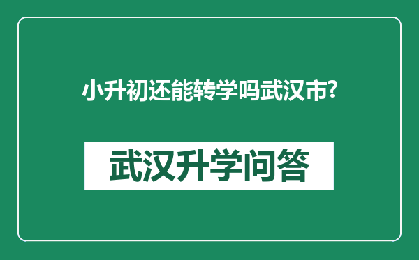 小升初还能转学吗武汉市?