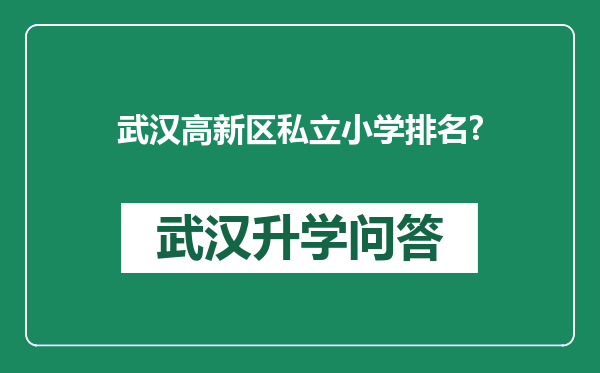 武汉高新区私立小学排名?