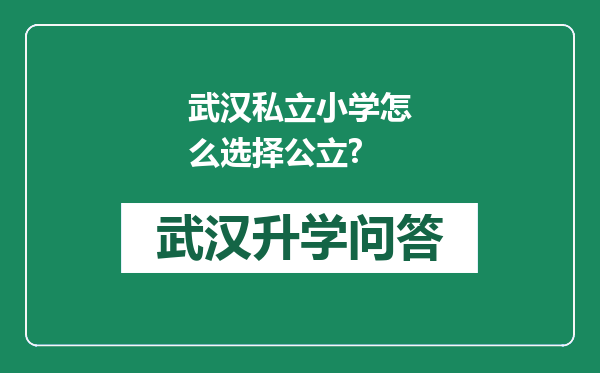 武汉私立小学怎么选择公立?
