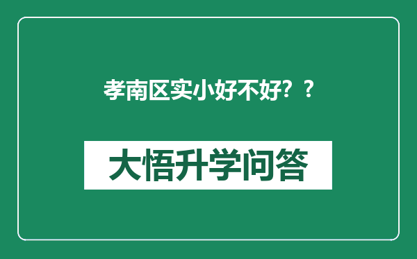 孝南区实小好不好？?