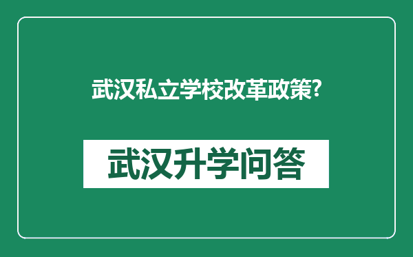 武汉私立学校改革政策?