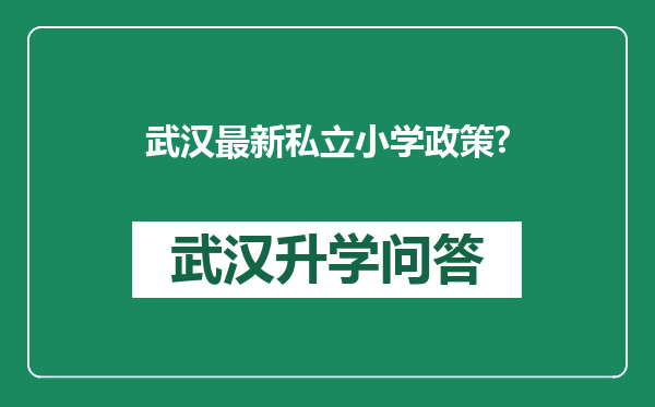 武汉最新私立小学政策?