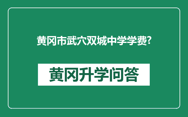 黄冈市武穴双城中学学费?