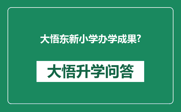 大悟东新小学办学成果?